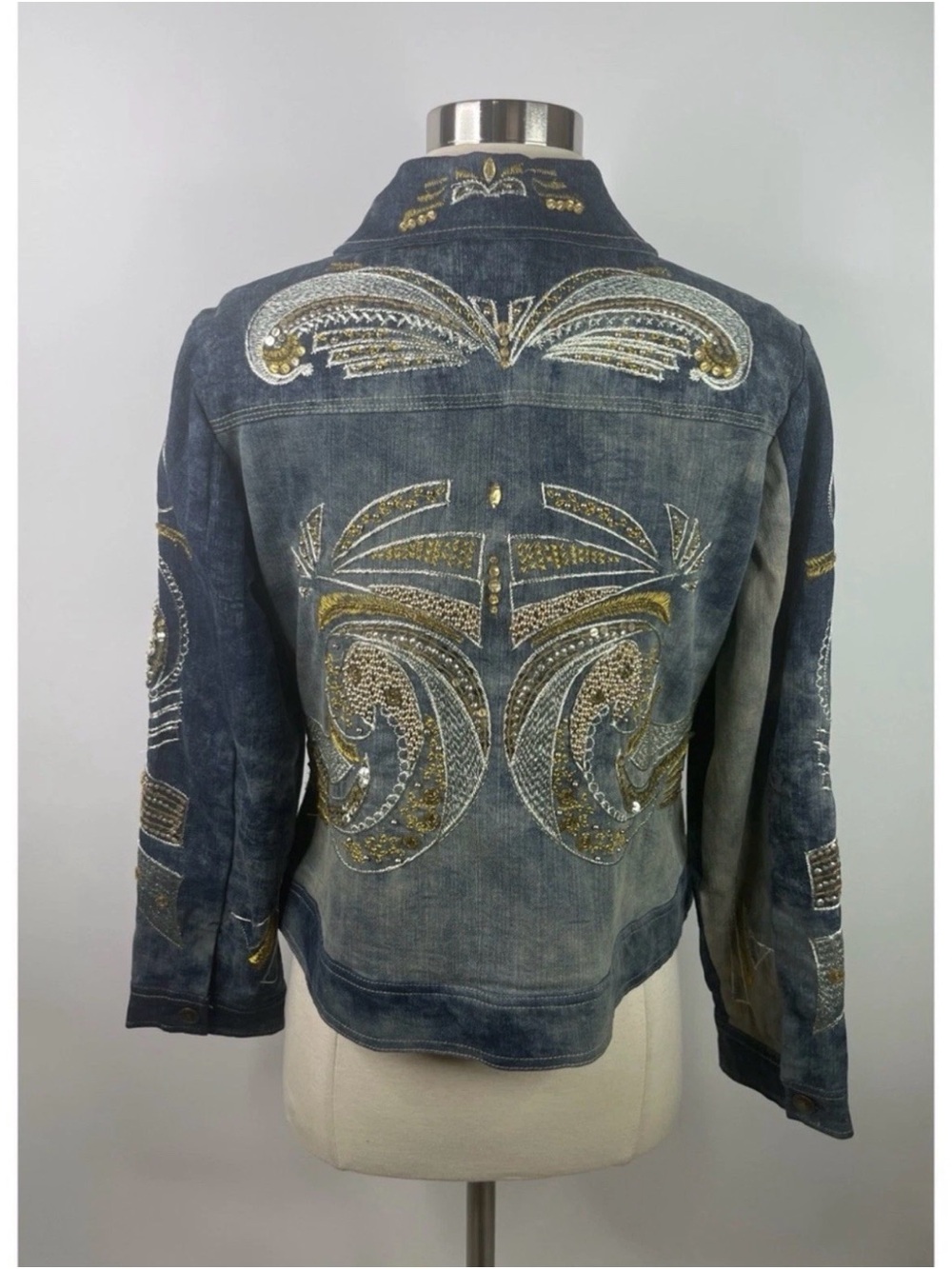 Chico’s Embellished Denim sequin embroidered women’s Jacket